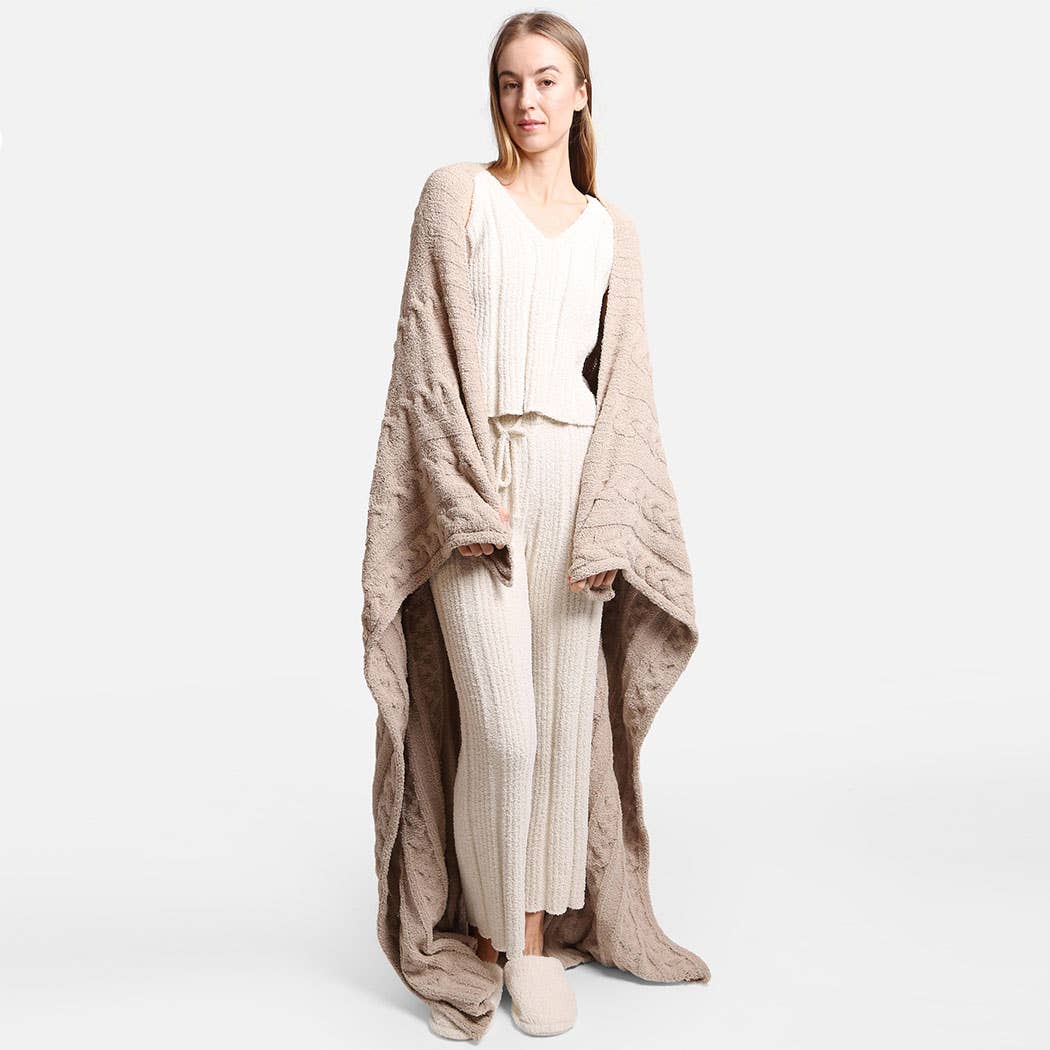 Braided Cable Knit Luxury Soft Throw Blanket - HER Home Design Boutique